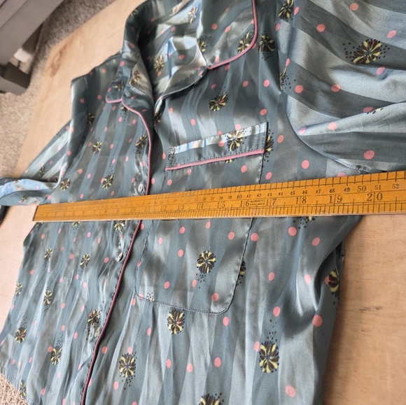 Free People Intimately Pajama Party Sleep Satin PJ Top in Hazy Blue Size Small - Picture 11 of 14